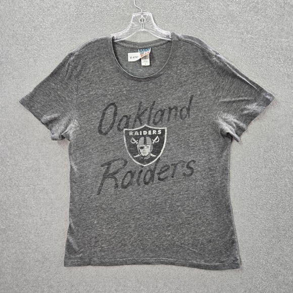 Oakland Raiders Women Shirt Large Gray Junk Food Raider Nation Logo Graphic Tee - Picture 1 of 9